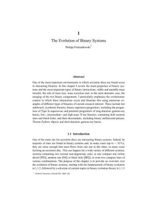 The Evolution of Binary Systems 1 Philipp Podsiadlowski