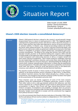 Ghana's 2008 Election: Towards a Consolidated Democracy?