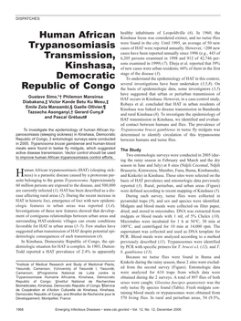 Human African Trypanosomiasis Transmission, Kinshasa