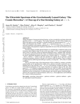 The Ultraviolet Spectrum of the Gravitationally Lensed Galaxythe