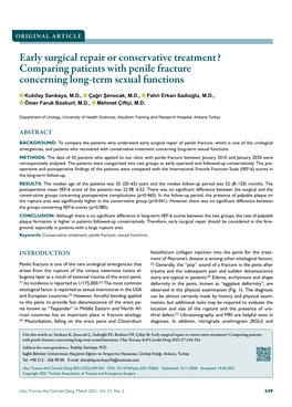 Early Surgical Repair Or Conservative Treatment? Comparing Patients with Penile Fracture Concerning Long-Term Sexual Functions