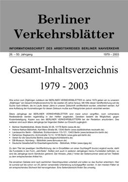 1979 – 2003 Gesamt-Inhaltsverzeichnis 1979 - 2003