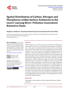 Spatial Distribution of Carbon, Nitrogen and Phosphorus Within Surface Sediments in the Lower Lancang River: Pollution Assessment Related to Dams
