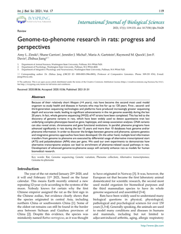 Genome-To-Phenome Research in Rats: Progress and Perspectives Amy L
