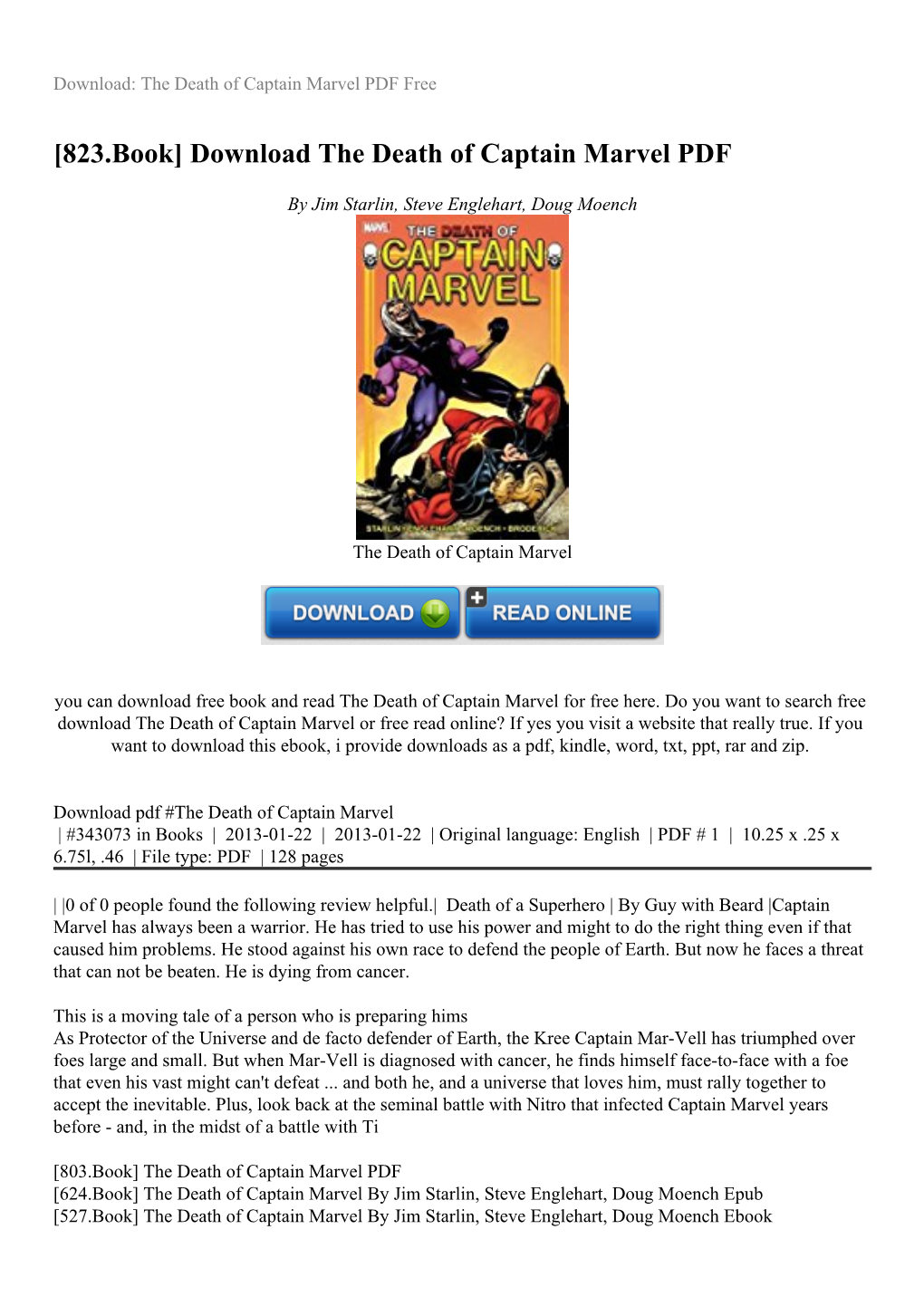 Download the Death of Captain Marvel PDF