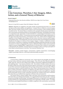 Imagery, Affect, Action, and a General Theory of Behavior