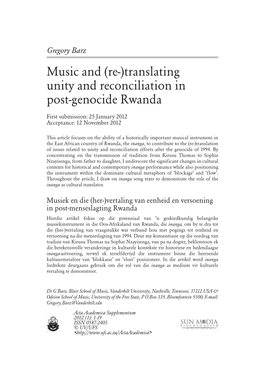 (Re-)Translating Unity and Reconciliation in Post-Genocide Rwanda