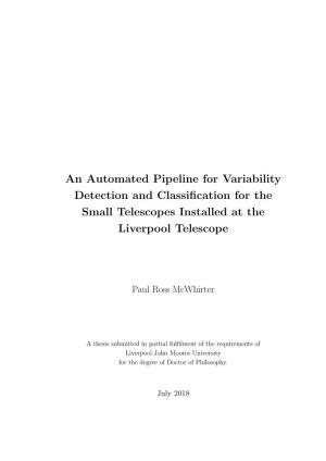 An Automated Pipeline for Variability Detection and Classification for The