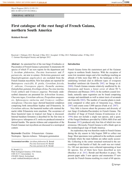 First Catalogue of the Rust Fungi of French Guiana, Northern South America