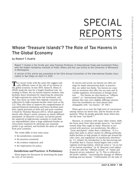 Whose 'Treasure Islands'? the Role of Tax Havens in the Global Economy