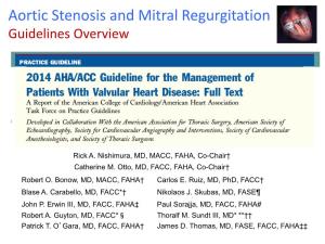 Aortic Stenosis and Mitral Regurgitation Guidelines Overview