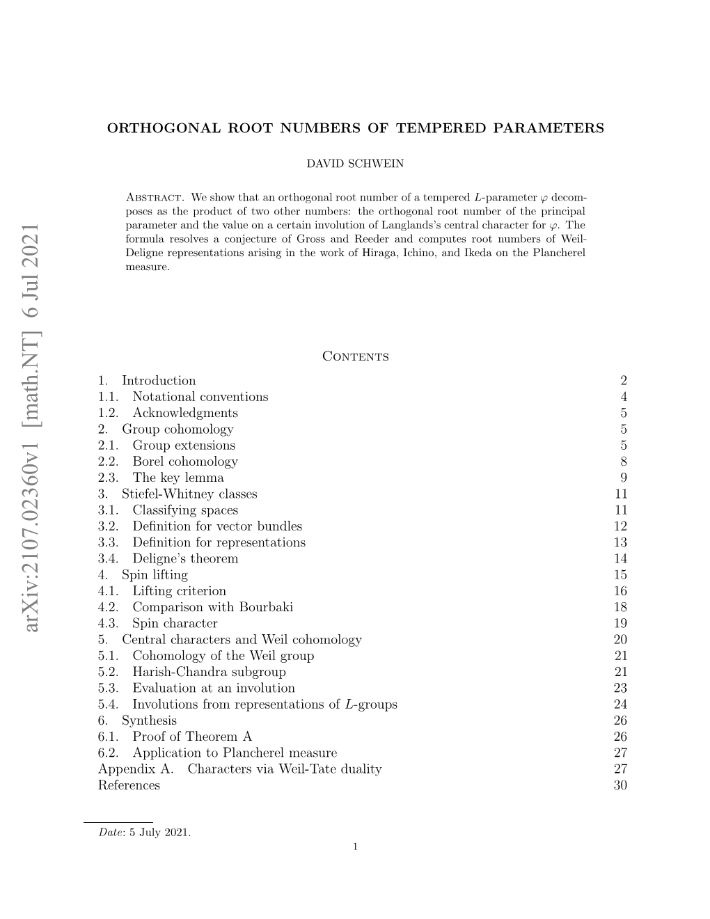 Orthogonal Root Numbers of Tempered Parameters 3