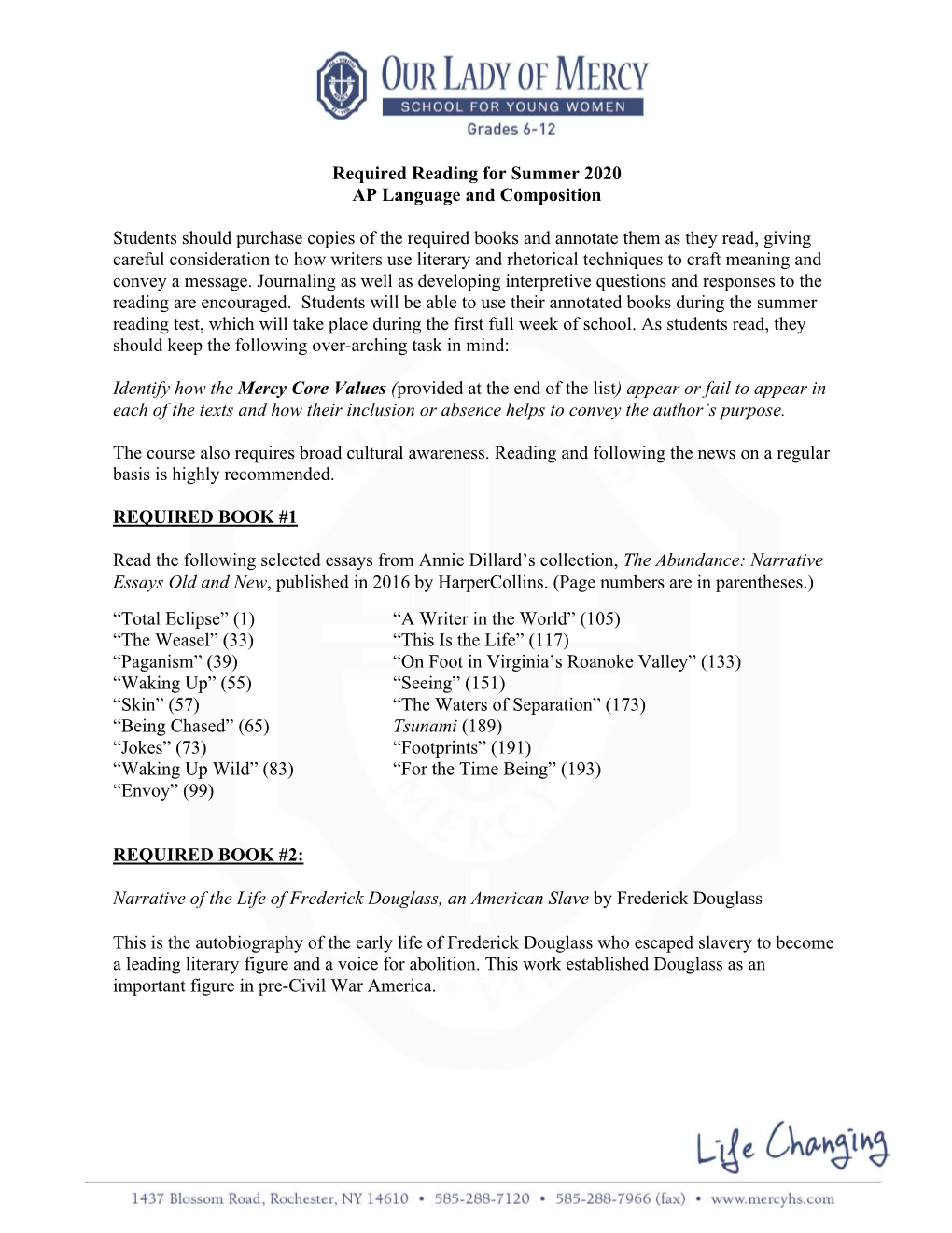 AP Language and Composition Summer Reading 2020-2021 FINAL