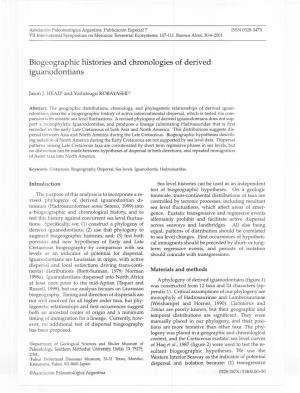 Biogeographic Histories and Chronologies of Derived Iguanodontians