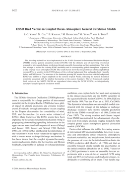 ENSO Bred Vectors in Coupled Ocean–Atmosphere General Circulation Models Ϩ S.-C