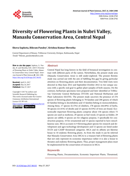 Diversity of Flowering Plants in Nubri Valley, Manaslu Conservation Area, Central Nepal