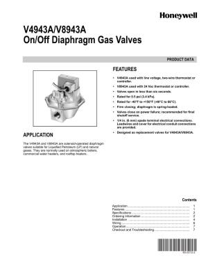 65-0212-2 V4943a/V8943a On/Off Diaphragm Gas Valves