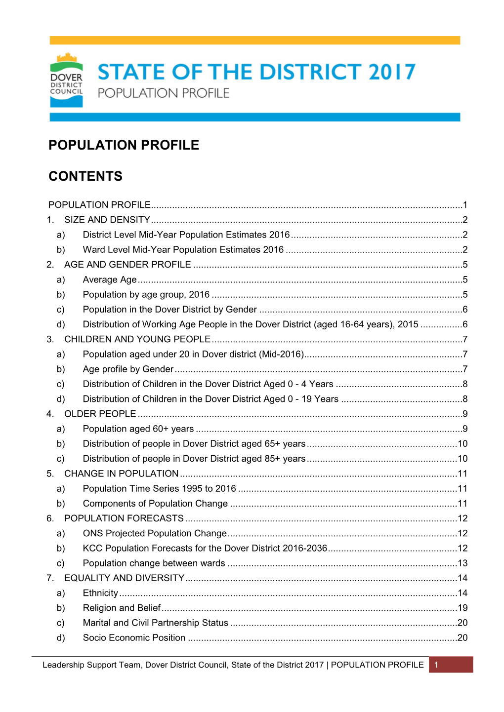 Population Profile Contents
