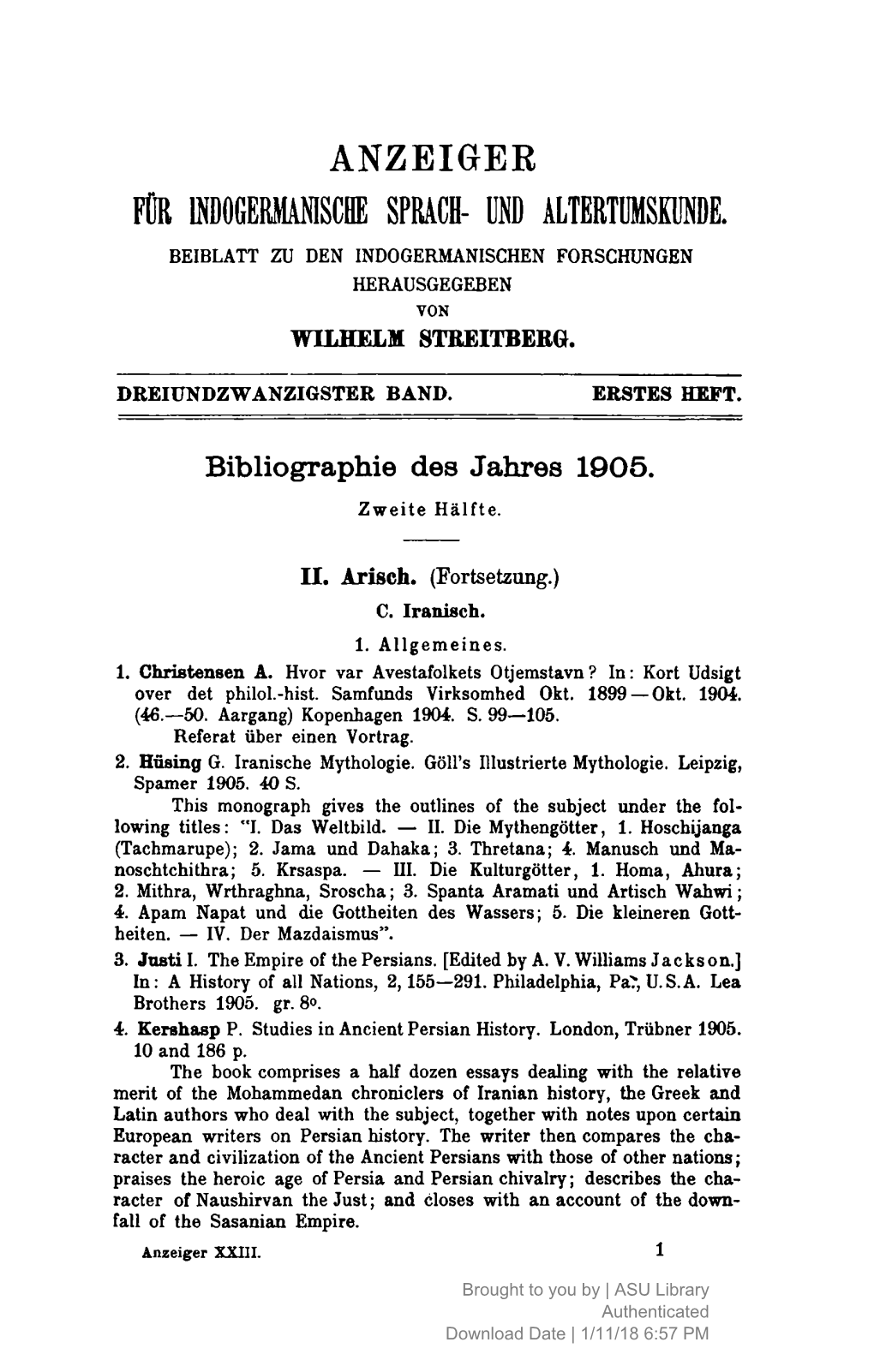 Anzeiger Für Indogermanische Sprach- Und Altertümskunde