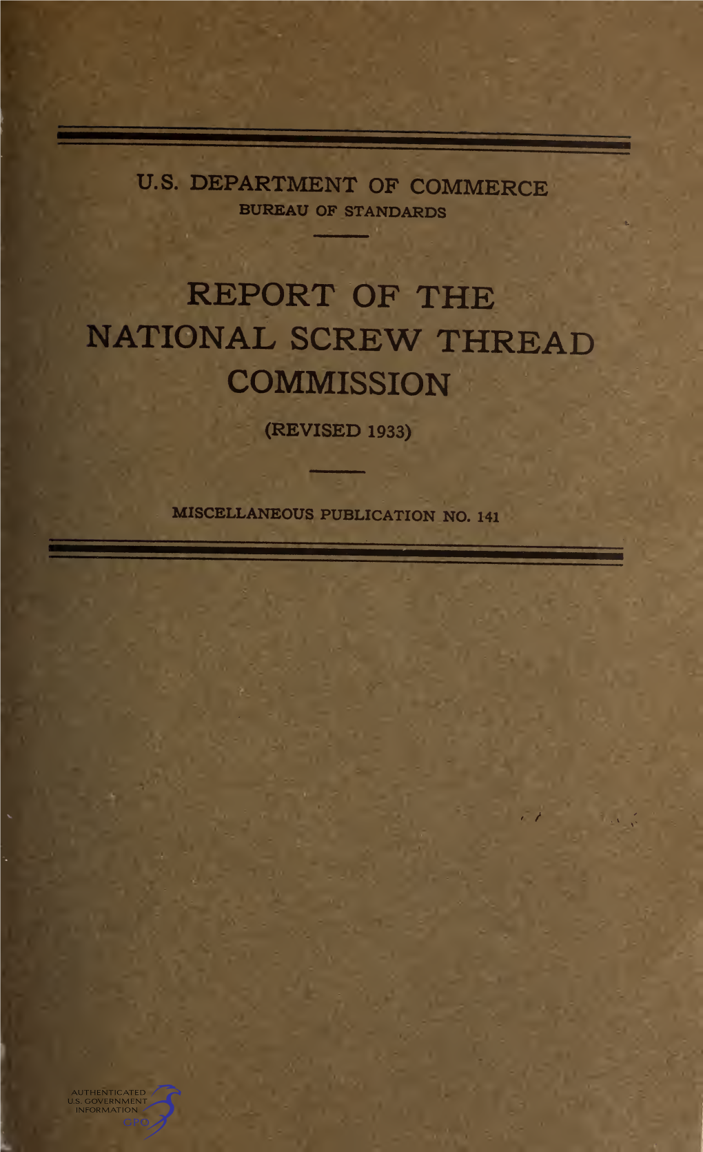 Report to the National Screw Thread Commission