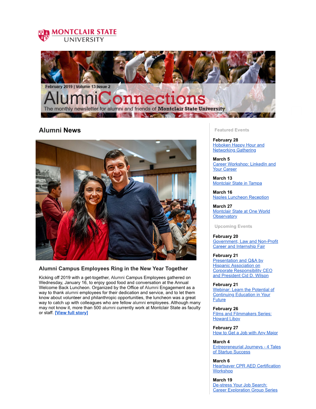 Alumni News Featured Events February 28 Hoboken Hap Py Hour and Networking Gathering