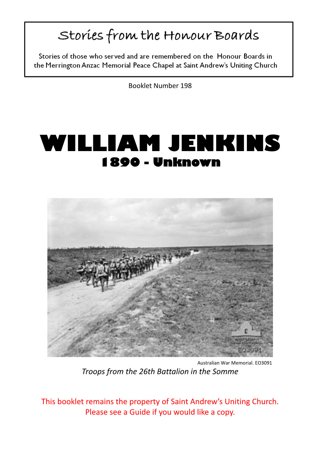 WILLIAM JENKINS 1890 - Unknown