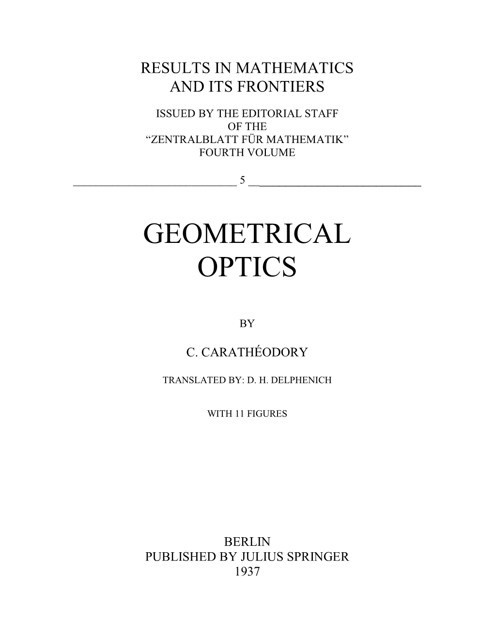 Geometrical Optics