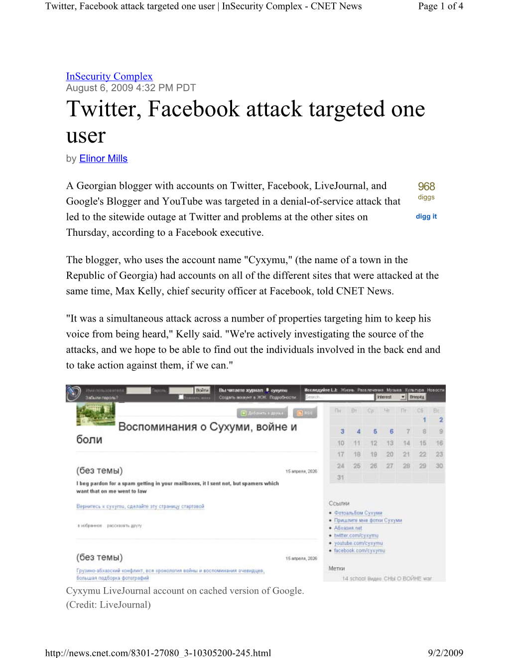 Twitter, Facebook Attack Targeted One User | Insecurity Complex - CNET News Page 1 of 4