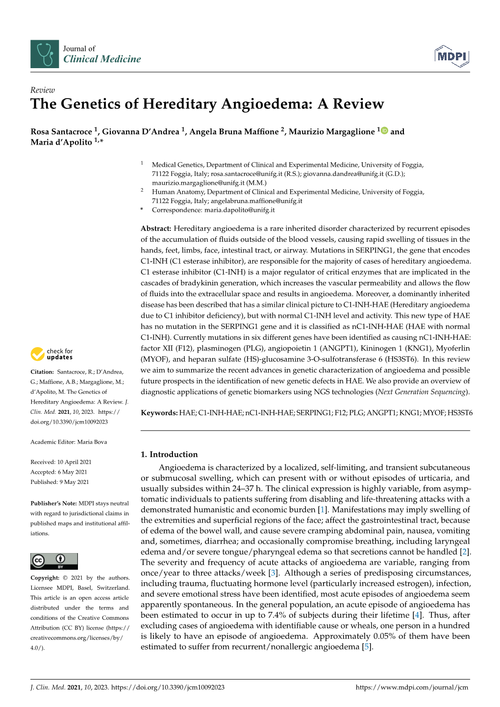 The Genetics of Hereditary Angioedema: a Review