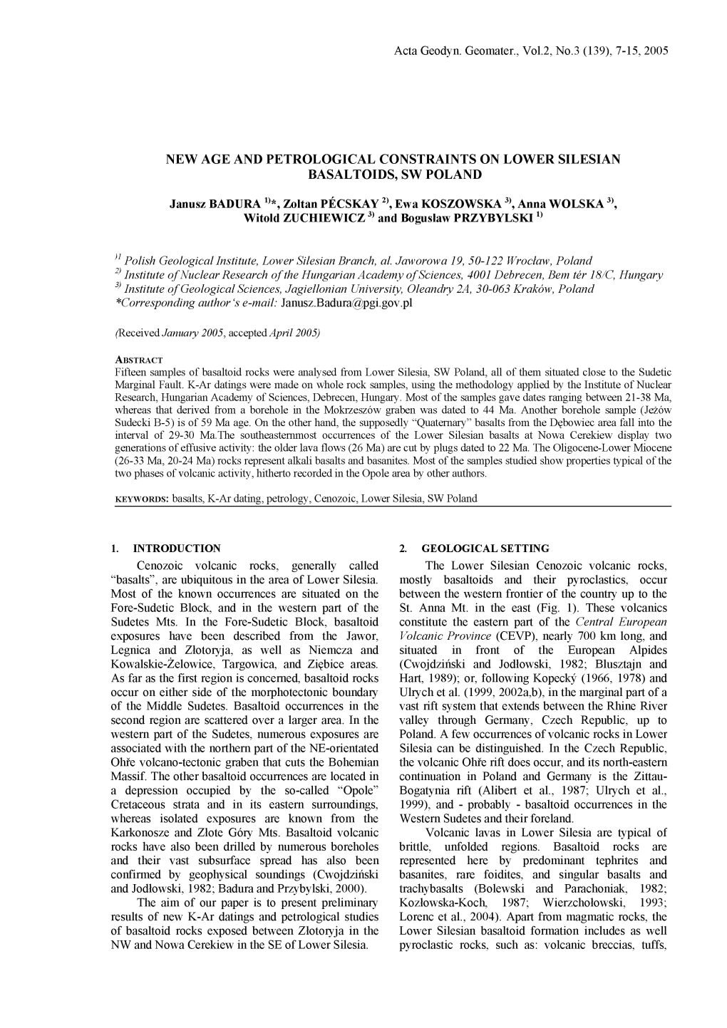 New Age and Petrological Constraints on Lower Silesian Basaltoids, Sw Poland