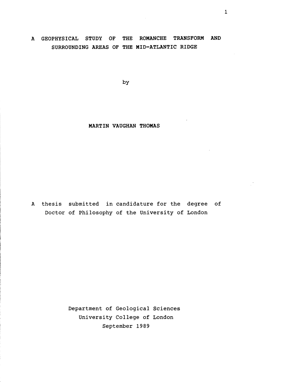 A Geophysical Study of the Romanche Transform and Surrounding Areas of the Mid-Atlantic Ridge