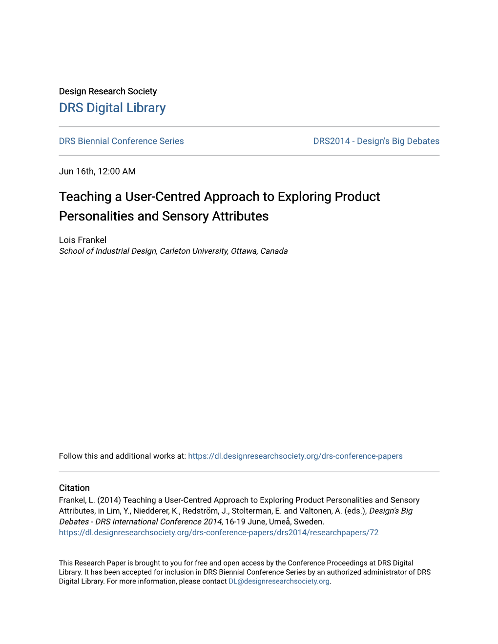 Teaching a User-Centred Approach to Exploring Product Personalities and Sensory Attributes