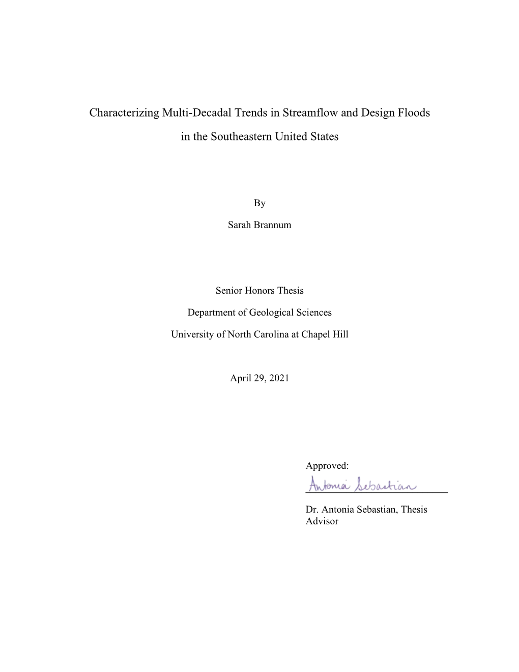 Characterizing Multi-Decadal Trends in Streamflow and Design Floods in the Southeastern United States