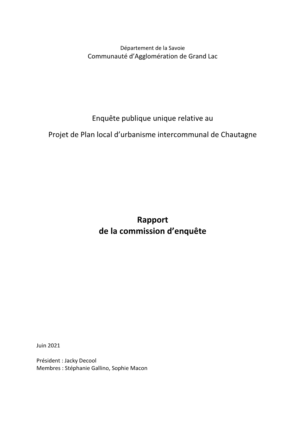 Enquête Publique Unique Relative Au Projet De Plan Local D'urbanisme