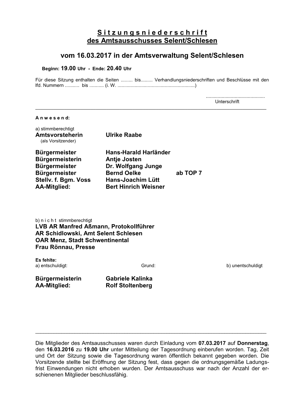 Protokoll Amtsausschuss Vom 16.03.2017