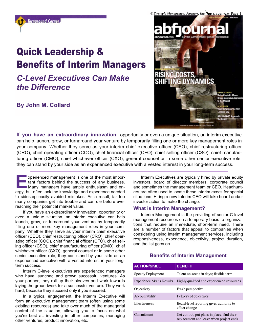 Quick Leadership & Benefits of Interim Managers C-Level Executives Can