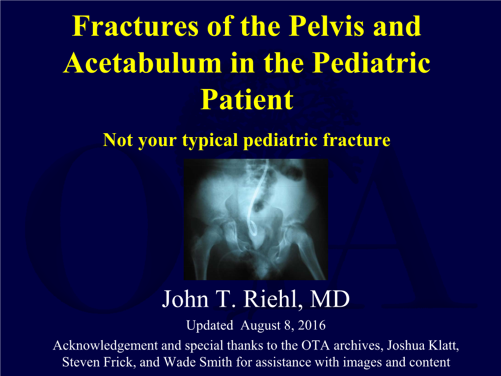 Fractures of the Pelvis and Acetabulum in Pediatric Patients