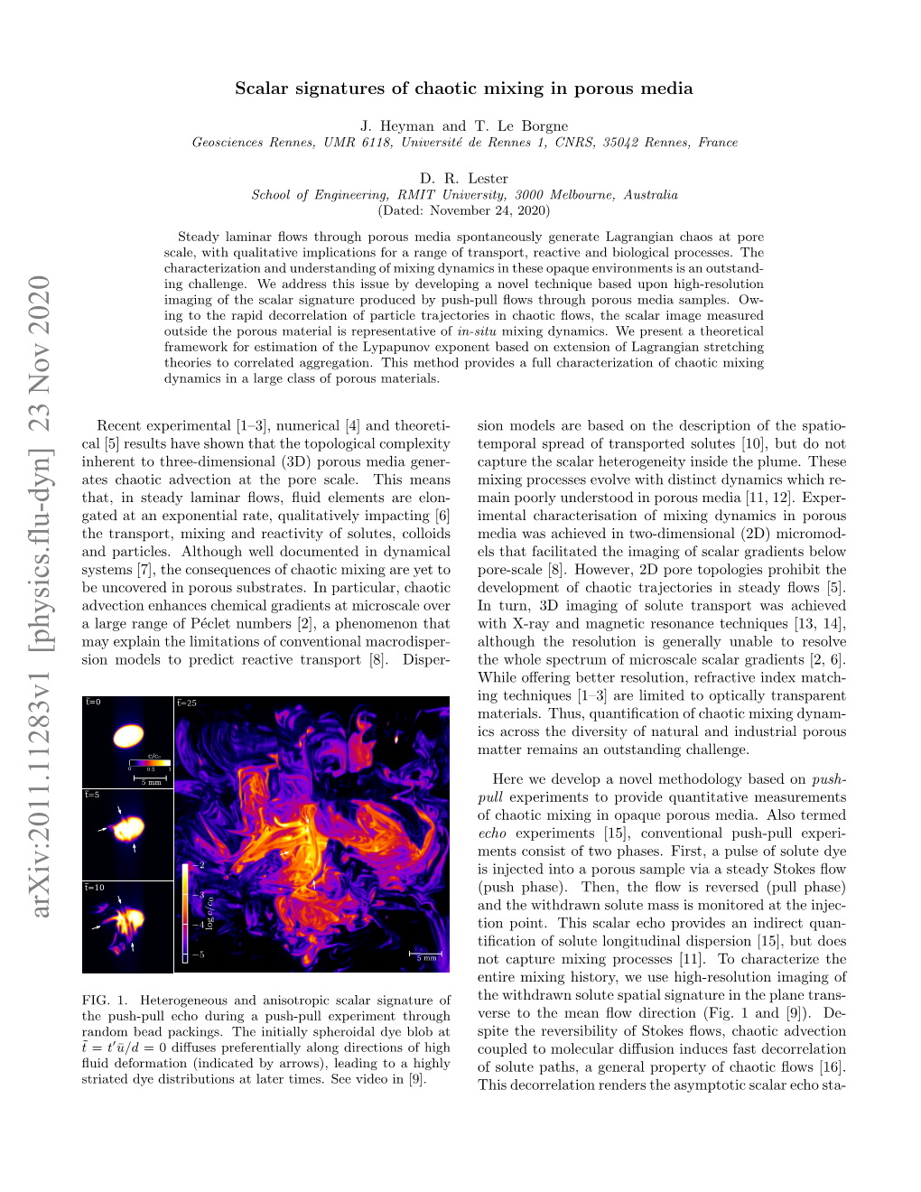 Scalar Signatures of Chaotic Mixing in Porous Media