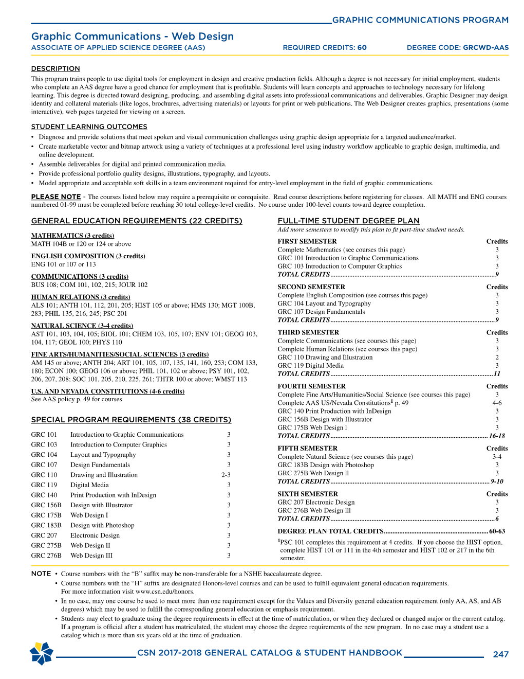 GRAPHIC COMMUNICATIONS PROGRAM Graphic Communications - Web Design ASSOCIATE of APPLIED SCIENCE DEGREE (AAS) REQUIRED CREDITS: 60 DEGREE CODE: GRCWD-AAS