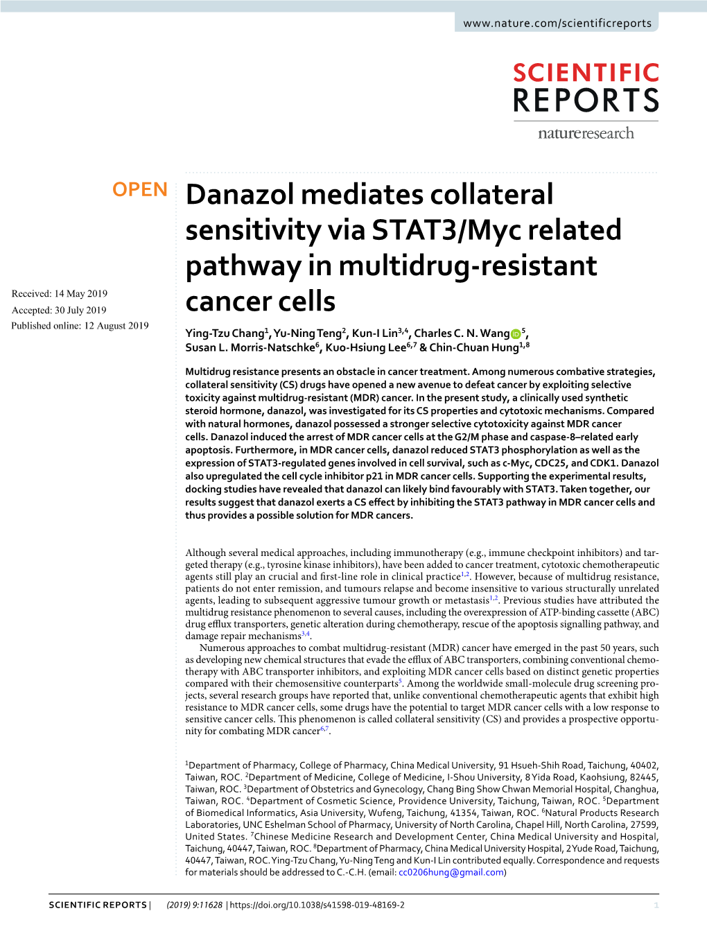 Danazol Mediates Collateral Sensitivity Via STAT3/Myc Related Pathway in Multidrug-Resistant Cancer Cells