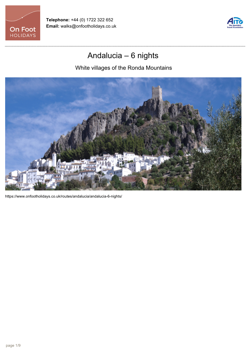 Andalucia – 6 Nights White Villages of the Ronda Mountains