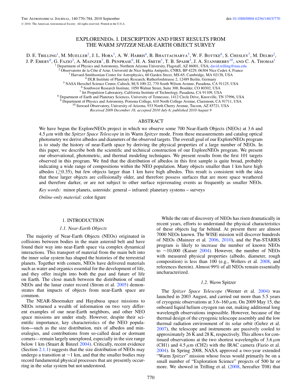 Exploreneos. I. DESCRIPTION and FIRST RESULTS from the WARM SPITZER NEAR-EARTH OBJECT SURVEY