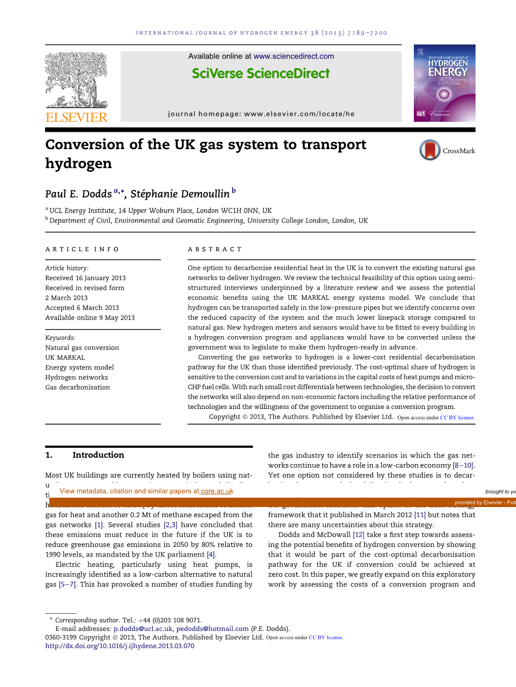 Conversion of the UK Gas System to Transport Hydrogen