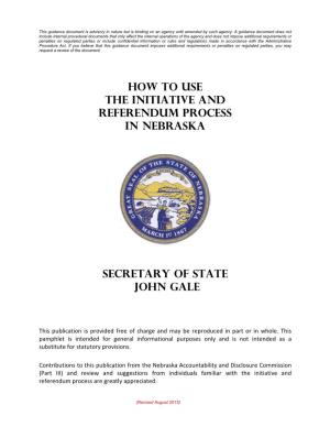 Initiative and Referendum Process in Nebraska