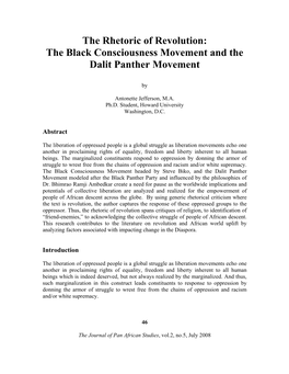 The Rhetoric of Revolution: the Black Consciousness Movement and the Dalit Panther Movement