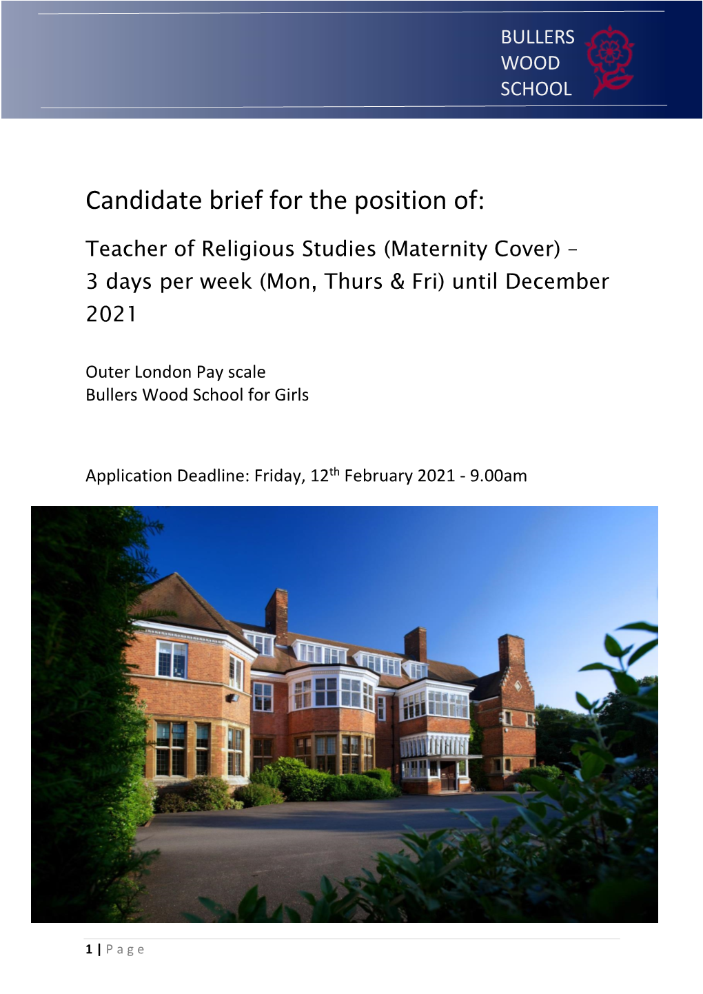 Candidate Brief for the Position Ofexecutive Headteacherbullers