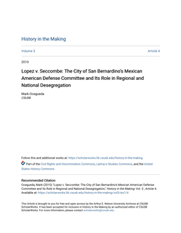 Lopez V. Seccombe: the City of San Bernardinoâ•Žs Mexican American