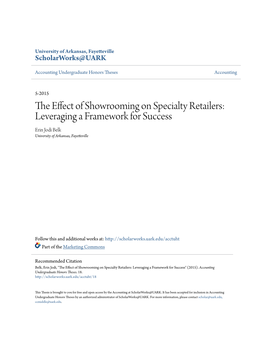 The Effect of Showrooming on Specialty Retailers: Leveraging a Framework for Success" (2015)