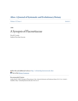 A Synopsis of Flacourtiaceae David E