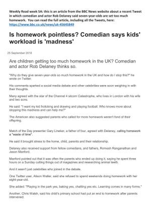 Is Homework Pointless? Comedian Says Kids' Workload Is 'Madness'